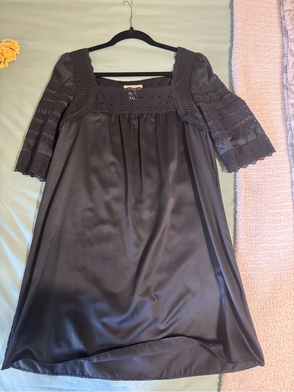 Vertigo Paris Black Satin Top with Subtle Sheen